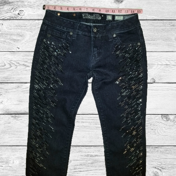 Miss Me Dark Blue Sequined Jeans - Picture 3 of 8